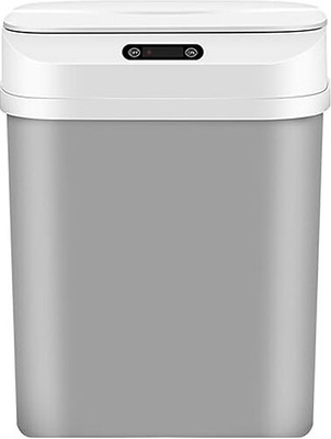 KRIVA ABS Plastic Touchless Sensor Dustbin | Automatic Motion Sensor Garbage Can Plastic Dustbin(White, Grey)