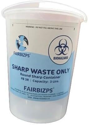 FAIRBIZPS 3L Round Sharps Container Plastic Dustbin(White)