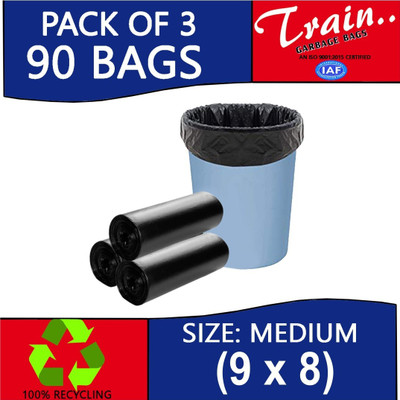 Shopative HOME&OFFICE USE 51 MICRON BIODEGRADABLE 3 Plastic Dustbin(Black, Pack of 3)