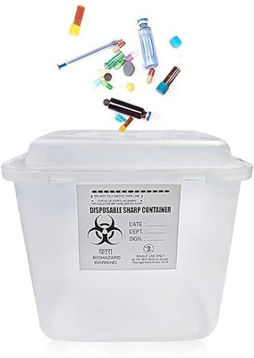 KAPGGRILA Sharps Containers | Bio-hazard | Bio-Medical Sharps Container Puncture Proof Box Plastic Dustbin(White)