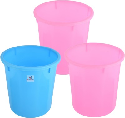 Heart Home Open Plastic Garbage Dustbin for Kitchen|Sada Dustbin|5 LTR|Pack of 3|Multi Plastic Dustbin(Blue, Orange, Pack of 3)