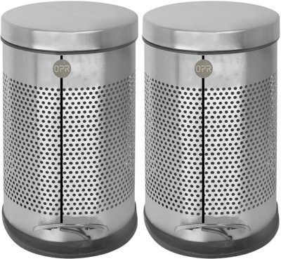 OPR Stainless Steel Perforated Pedal bin with Plastic Bucket- (8x12 inch) Stainless Steel Dustbin(Steel, Pack of 2)