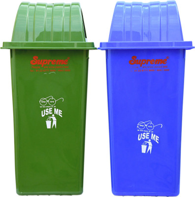 Rgtas 100 Litre Plastic Dustbin(Green, Blue, Pack of 2)