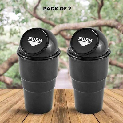 Oblivion Mini Car Dustbin & Trash Bin – Compact Car Ashtray | Plastic Dustbin(Black, Pack of 2)