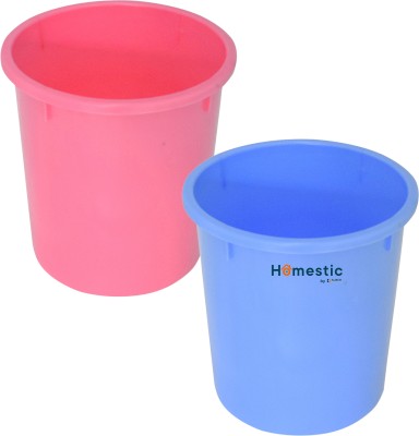 HOMESTIC Dustbin Without Lid 5Ltr. Plastic Dustbin(Pink, Blue, Pack of 2)