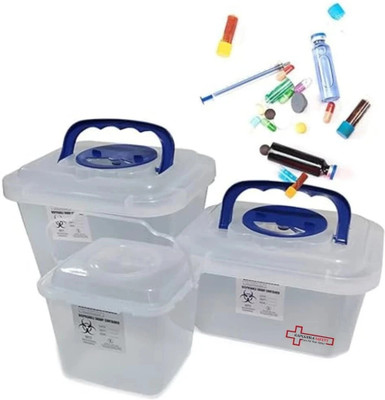 KAPGGRILA Sharps Containers | Bio-hazard | Bio-Medical Sharps Container Puncture Proof Box Plastic Dustbin(White)