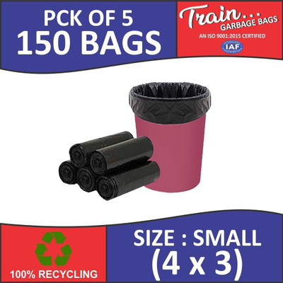 Shopative GARBAGE BAG MIDIUM SIZE BIODEGRADABLE HOME RESTRURANTS OFFICE USE 150 PCS Plastic Dustbin(Black, Pack of 5)