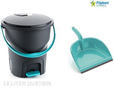 Flipkart SmartBuy Plastic Dustbin(Grey, Green, Pack of 2)