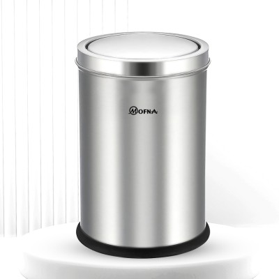 Mofna Swing Dust Bin, Garbage Bin (12x24 Inch, 40 Liter) Paper Bin, Trashcan Stainless Steel Dustbin(Silver)