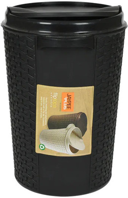 Jaypee Plus FLIPTOP Dustbin with Flip Lid Knitted Shape for Home, Bathroom, Office Multi Use PP (Polypropylene) Dustbin(Black)
