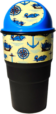 Xcessorymate Mini Car Dustbin with Nautical Sticker Design, for Car, Office&Home. TrashCan Plastic Dustbin(Blue)