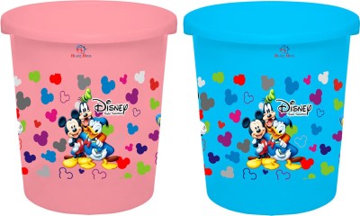 Heart Home Disney Team Mickey Print Plastic 2 Pieces Dustbin/ Garbage Bin/ Waste Bin, 5 Liters (Pink & Blue) -HS_35_HEARTH17348 Plastic Dustbin(Pink, Blue, Pack of 2)