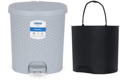 KOLORR Magnum 6L Garbage Waste Pedal Bin with Inner Bucket for Kitchen / Home / Office Plastic Dustbin(Grey)