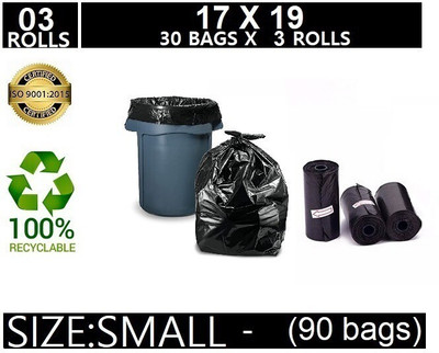 CARTLOG 17X19 INCH (3 ROLLS) Plastic Dustbin(Black, Pack of 3)
