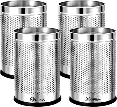 Mofna Perforated Open Dustbin Set of 4 Pcs - (7x10 Liter), 6 Litre, Paper Bin Stainless Steel Dustbin(Silver, Pack of 4)