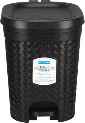 KOLORR Stitch 15L Pedal Dustbin Trash Can/Garbage Waste Bin with Lid for Home, Kitchen Plastic Dustbin(Black)