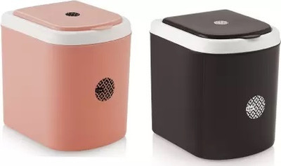 N H Enterprise Mini Waste Bin Disposal Dustbin for Car Office Desk & Home Use (15cm*15cm*10cm) Plastic Dustbin(Multicolor, Pack of 2)