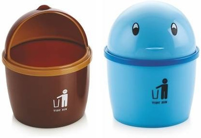 Bekner 2pc Tidy Bin Mini Desktop Dustbin Plastic Dustbin(Multicolor, Pack of 2)