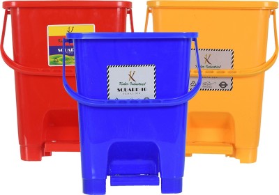 KUBER INDUSTRIES Square Premium Plastic Pedal Dustbin with Lid for Home/Kitchen/Office 10 Ltr (Red & Yellow & Blue)-Pack of 3 Plastic Dustbin(Red, Yellow, Blue, Pack of 3)