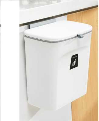 Xpandio 10 L Kitchen Compost Bin for Counter Top , Hanging Small Trash Can with Lid Plastic Dustbin(White)