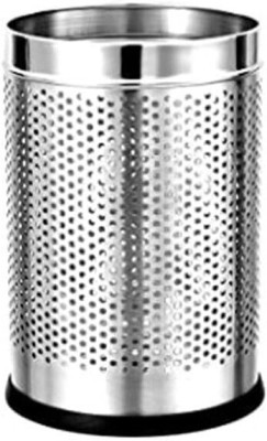 Alluring Homz Paper Bin Open-Top Perforated Stainless Steel Dustbins Round Shape(26x17cm)5 ltr Stainless Steel Dustbin(Silver)