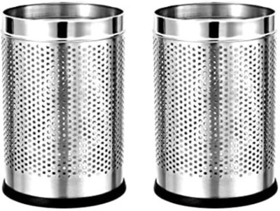 PackPro 10 Liter Perforated Bin for Home and Office, Stainless Steel Dustbin(Silver, Pack of 2)