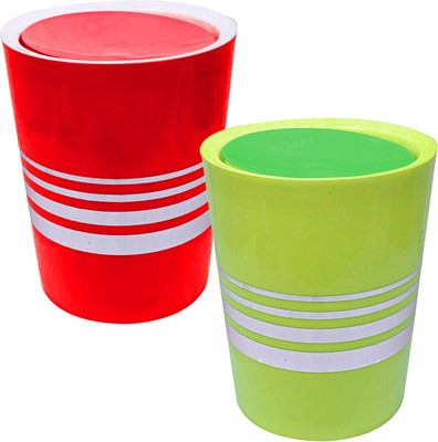 KUBER INDUSTRIES Plastic Dustbin/Wastebin With Swing Lid, 7 Liter- Pack of 2 (Red & Green) Plastic Dustbin(Red, Green, Pack of 2)