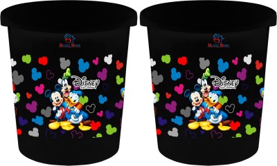 Heart Home Disney Team Mickey Print Plastic 2 Pieces Dustbin/ Garbage Bin/ Waste Bin, 5 Liters (Black) -HS_35_HEARTH17336 Plastic Dustbin(Black, Pack of 2)