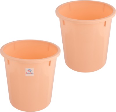 Heart Home Open Plastic Garbage Dustbin for Kitchen|Sada Dustbin|5 LTR|Pack of 2|Peach Plastic Dustbin(Orange, Pack of 2)