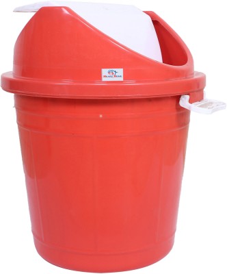 Heart Home Swing Top Lid Dustbin|Plastic Garbage Basket & Round Trash Can|,30 Litre (Red) Plastic Dustbin(Red)