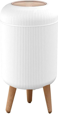 HOUSE OF QUIRK 10 Litre Modern Office Trash Can for Near Desk Bathroom Trash Cans with Lids Plastic Dustbin(White)