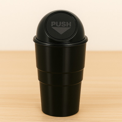 Polyhomes Car Interior Dustbin For Car Mini Trash Bin/Compact Portable Trash Can For Car Plastic Dustbin(Black)
