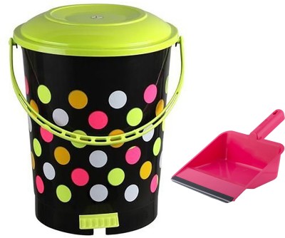 AK HUB New Garbage Waste Pedal Dustbin for Home, Office & Combo with Free Dustpan - 12L Plastic Dustbin(Green, Pink, Pack of 2)