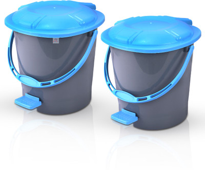 Heart Home 2 Pcs Plastic 7 Ltr Kitchen Dustbin for Home | Check Dhakkan- Blue Plastic Dustbin(Blue, Pack of 2)