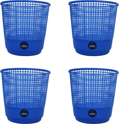 KWEL Lightweight Open Plastic Dustbin/Garbage Bin For Home, Kitchen Plastic Dustbin(Blue, Pack of 4)