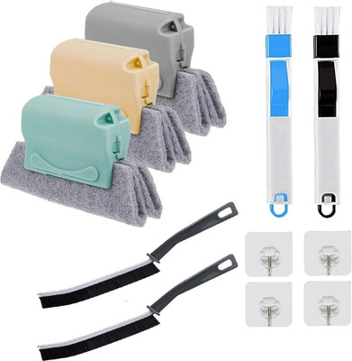 JENICO WORLD Window Slot Door Track Gap Dust Cleaning Brush With 4 Pcs Hook Wet and Dry Duster(Pack of 7)