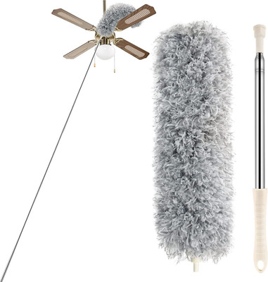 INDIWARRIOR Microfiber Duster With Extension Pole 30-100 inches Long Telescoping Handle Wet and Dry Duster