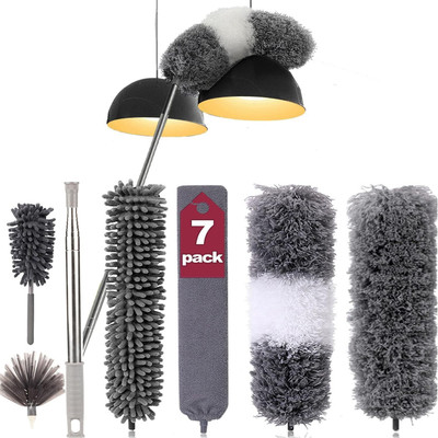 MOKIGA Microfiber Duster 7 Pcs Set Feather Duster Cleaning Kit Wet and Dry Duster Set