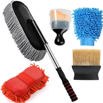 Rexmon 5-in-1 Car Cleaning Kit With Car Duster Wet and Dry Duster Set(Pack of 5)