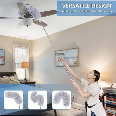 NARV Cleaning High Ceiling Fan Microfiber Feather Telescoping 100inch ExtensionPole Wet and Dry Duster