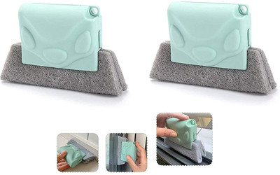 TrendCart Sliding Window Slot Track Groove Dust Cleaner Remover Brush Tool Sponge Wet and Dry Brush Wet and Dry Duster Set(Pack of 2)