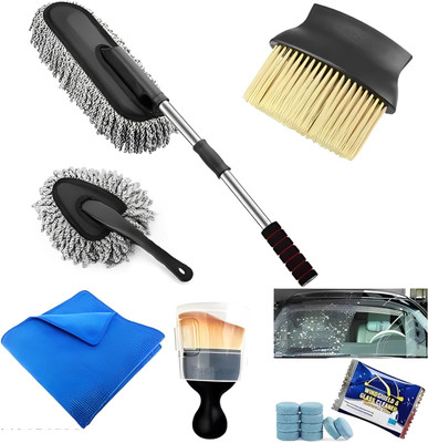 UK Enterprise car duster,2 Interior Brush, Mini Dustbin,10 Glass Cleaner Tablets, mini duster Wet and Dry Duster(Pack of 6)