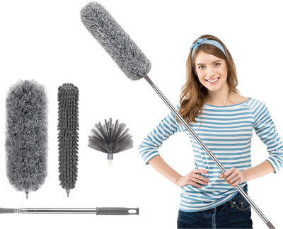 Mirae 3 in 1 Microfiber Feather Duster With Bendable & Extendable Fan Cleaning Brush Wet and Dry Duster Set
