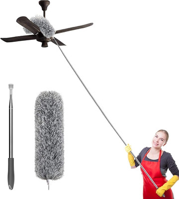 Vishify Cleaning Brush Feather Microfiber Duster with Extendable Rod Dust Cleaner Wet and Dry Duster
