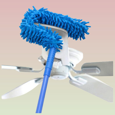 Zinora Portable Microfiber Fan Duster Brush plus Long Rod Wet and Dry Duster