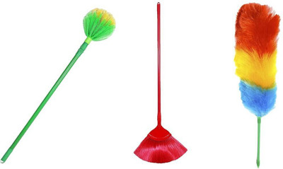 namo creation Jala Feather Duster | Plastic Cleaner Long Extendable Handle Broom Stick Ceiling Dry Duster(Pack of 3)