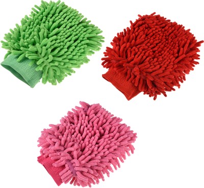 KUBER INDUSTRIES Microfiber Cleaning Gloves|50 GSM Chenille Mitts for Kitchen|Pack of 3|Multi Wet and Dry Duster Set(Pack of 3)