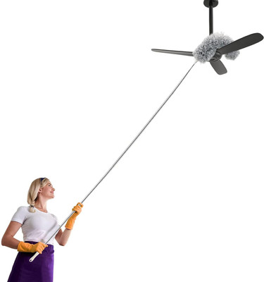 DEEJET Cleaning Duster with 100 inches Expandable Pole Handle Washable Duster Wet and Dry Duster