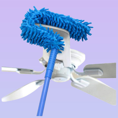 Myrris Compact Soft Microfiber Fan Duster Brush & Adjustable Rod Wet and Dry Duster