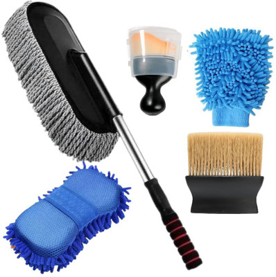 Rexmon 5pc Microfiber Car Duster, Brush For Car Cleaning Detailing Tool Wet and Dry Duster Set(Pack of 5)